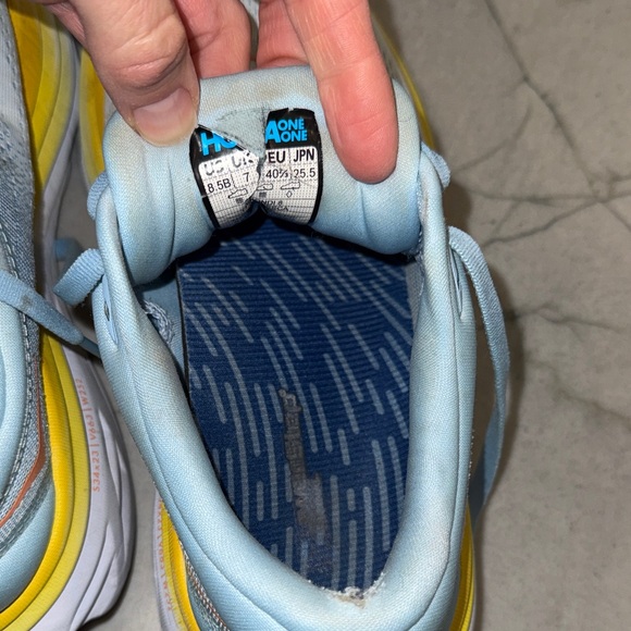 Hoka Bondi 8 Sneakers Light Blue Yellow Womens size 8.5B new insoles - Picture 10 of 14